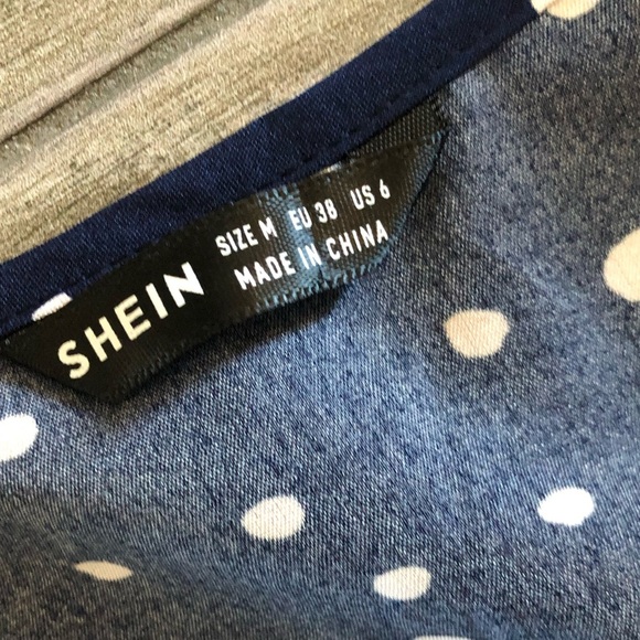 Shein|Satin Navy polka dot two piece SET, shorts & crop top•••Self tie crop top - Picture 9 of 15